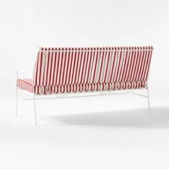 Pavilion Ivory Metal Outdoor Sofa With Striped Cushions Model 6490 14 Pavilion Ivory Metal Outdoor Sofa With Striped Cushions Model 6490 -Furniture Sales Store PvlnIvSofaWStdChM64903QBSSS22