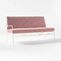 Pavilion Ivory Metal Outdoor Sofa With Striped Cushions Model 6490 12 Pavilion Ivory Metal Outdoor Sofa With Striped Cushions Model 6490 -Furniture Sales Store PvlnIvSofaWStdChM64903QSSS22