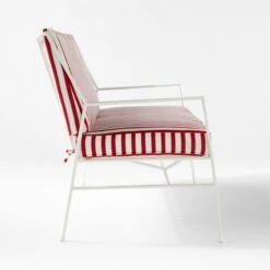 Pavilion Ivory Metal Outdoor Sofa With Striped Cushions Model 6490 13 Pavilion Ivory Metal Outdoor Sofa With Striped Cushions Model 6490 -Furniture Sales Store PvlnIvSofaWStdChM6490SDSSS22