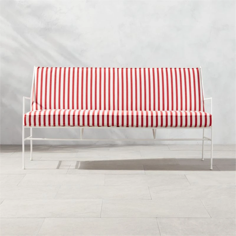 Pavilion Ivory Metal Outdoor Sofa With Striped Cushions Model 6490 1 Pavilion Ivory Metal Outdoor Sofa With Striped Cushions Model 6490