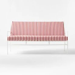 Pavilion Ivory Metal Outdoor Sofa With Striped Cushions Model 6490 11 Pavilion Ivory Metal Outdoor Sofa With Striped Cushions Model 6490 -Furniture Sales Store PvlnIvSofaWStdChM6490SOSSS22