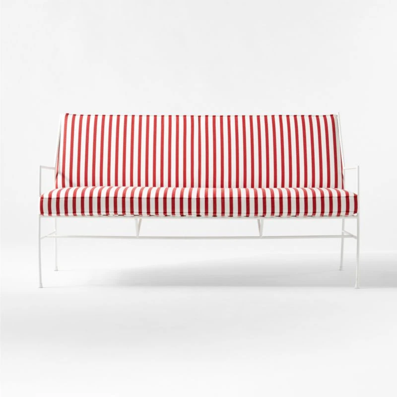 Pavilion Ivory Metal Outdoor Sofa With Striped Cushions Model 6490 4 Pavilion Ivory Metal Outdoor Sofa With Striped Cushions Model 6490 - Image 4