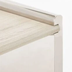 Raggio Stainless Steel Desk With White Wood Top -Furniture Sales Store RaggioPolishedSSDeskAVSSF22