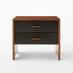 Ralston 2-Drawer Black Leather And Walnut Wood Nightstand 10 Ralston 2-Drawer Black Leather And Walnut Wood Nightstand -Furniture Sales Store RalstonWltNLthNghtstndSOSSS23