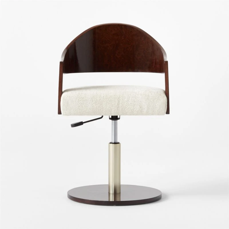 Renato Chenille And Burl Wood Office Chair 3 Renato Chenille And Burl Wood Office Chair - Image 3