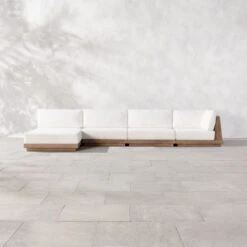 Riposo Teak 4-Piece Outdoor Sectional With Boucle Sunbrella ® Cushions