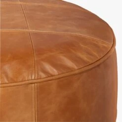 Round Saddle Leather Pouf Medium -Furniture Sales Store RoundSddlLthrPoufOttomanAVS20