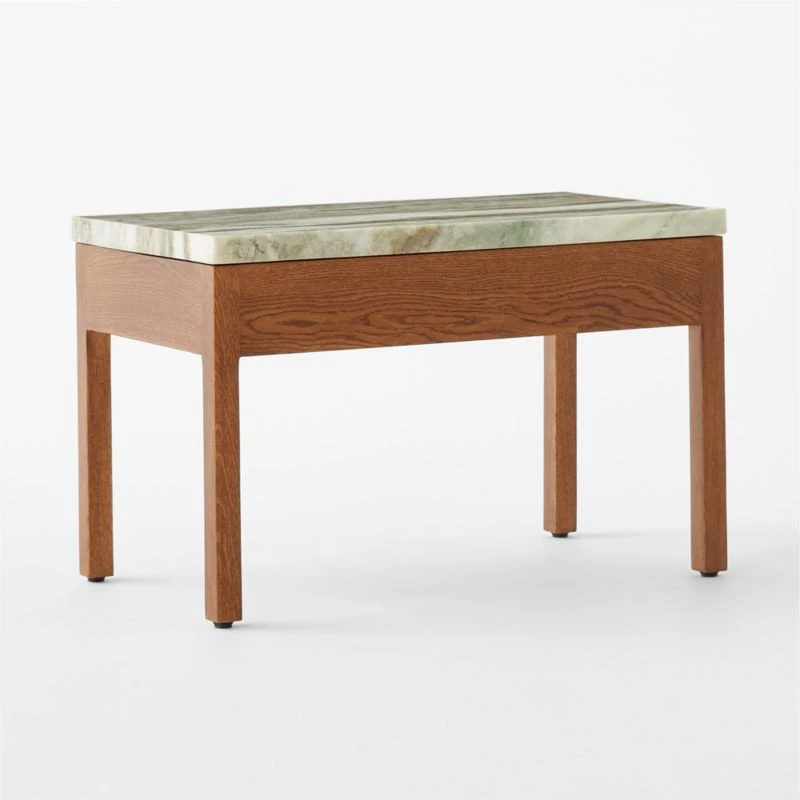 Ryne Oak Wood Nightstand With Marble Top 6 Ryne Oak Wood Nightstand With Marble Top - Image 6