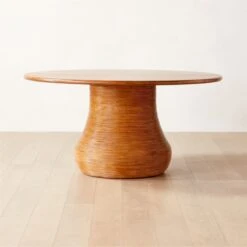 Salamina Rattan-Wrapped Round Wood Dining Table