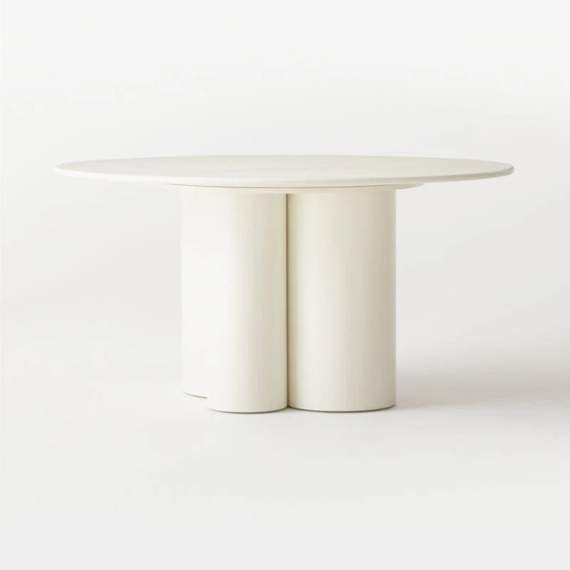 Sannois Round Lacquered Linen White Dining Table 5 Sannois Round Lacquered Linen White Dining Table - Image 5
