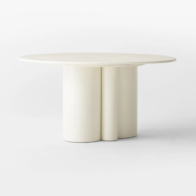 Sannois Round Lacquered Linen White Dining Table 3 Sannois Round Lacquered Linen White Dining Table - Image 3