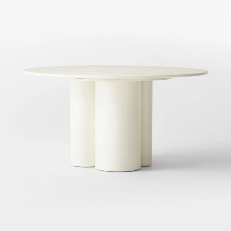 Sannois Round Lacquered Linen White Dining Table 4 Sannois Round Lacquered Linen White Dining Table - Image 4
