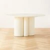 Sannois Round Lacquered Linen White Dining Table
