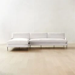 Scalino 2-Piece L-Shaped White Performance Velvet Sectional Sofa With Left Arm Chaise