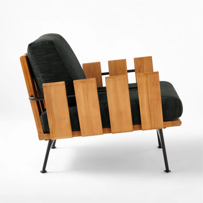 Seahaven Teak Outdoor Lounge Chair With Coal Perennials® Cushions 5 Seahaven Teak Outdoor Lounge Chair With Coal Perennials® Cushions - Image 5