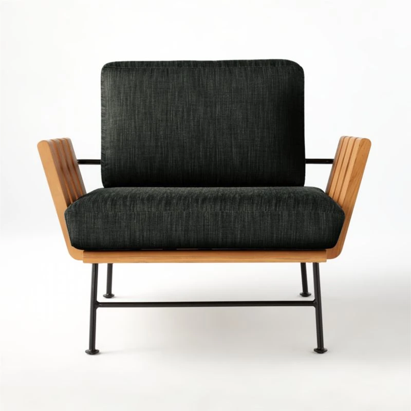 Seahaven Teak Outdoor Lounge Chair With Coal Perennials® Cushions 3 Seahaven Teak Outdoor Lounge Chair With Coal Perennials® Cushions - Image 3