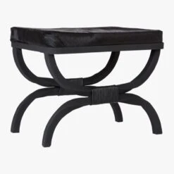Serpette Black Cowhide Stool -Furniture Sales Store SerpetteBlkCowhideStool3QS19