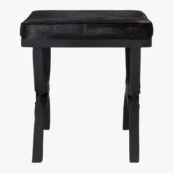 Serpette Black Cowhide Stool -Furniture Sales Store SerpetteBlkCowhideStoolSDS19