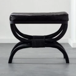 Serpette Black Cowhide Stool