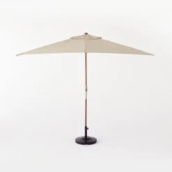 Teak Sunbrella Shadow Rectangular Outdoor Umbrella With Base -Furniture Sales Store ShadowRectUmbrellaTeakSOSSS21