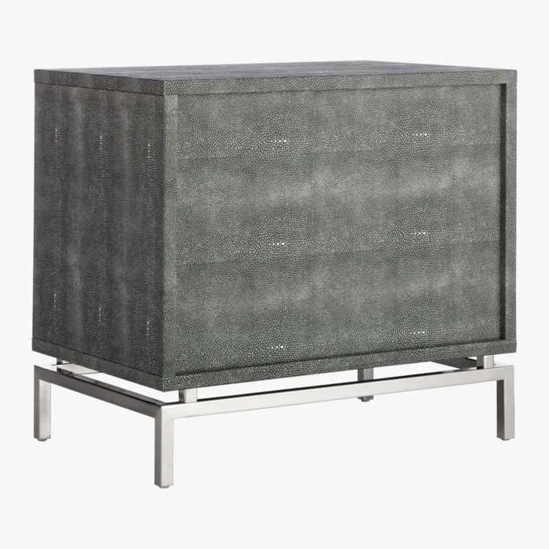 2-Drawer Grey Shagreen Nightstand 9 2-Drawer Grey Shagreen Nightstand - Image 9