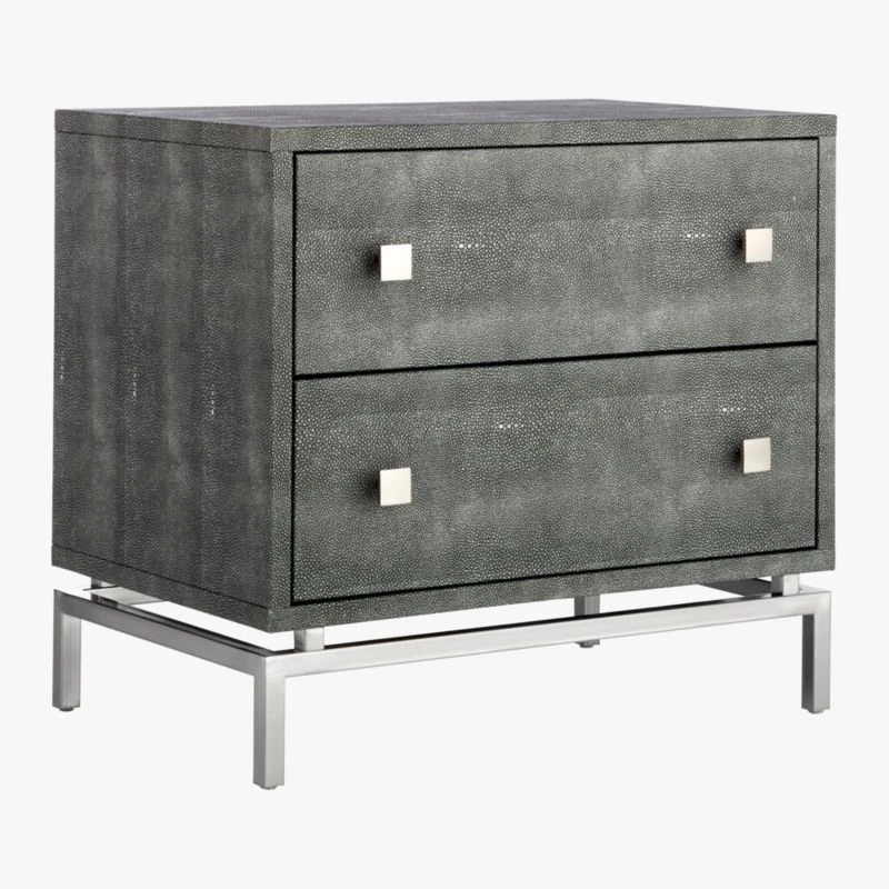 2-Drawer Grey Shagreen Nightstand 5 2-Drawer Grey Shagreen Nightstand - Image 5