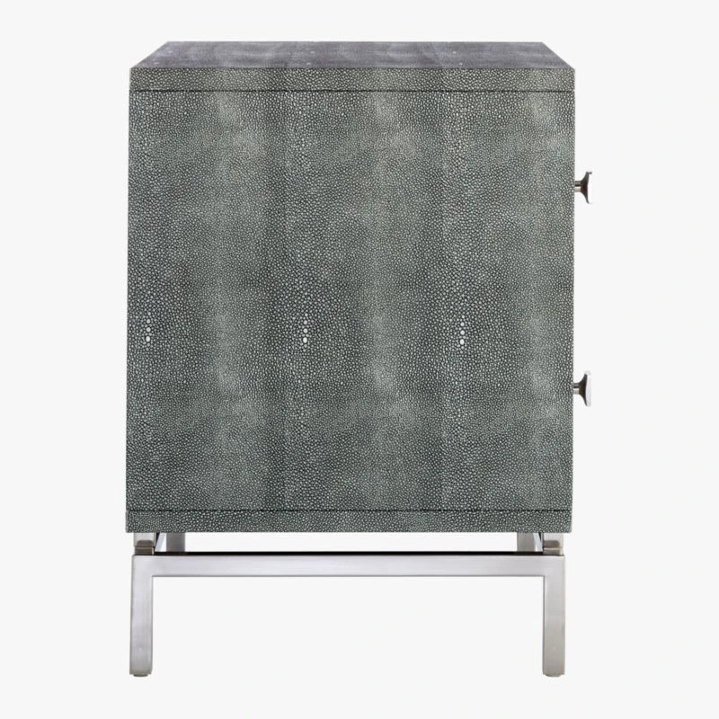 2-Drawer Grey Shagreen Nightstand 7 2-Drawer Grey Shagreen Nightstand - Image 7
