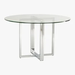 Silverado Chrome 47" Round Dining Table -Furniture Sales Store SilveradoTableRound3QS7