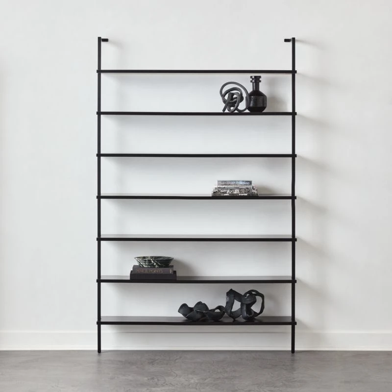 Stairway Wide Black Metal Wall Mount Bookshelf 96'' 2 Stairway Wide Black Metal Wall Mount Bookshelf 96'' - Image 2