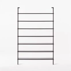 Stairway Wide Black Metal Wall Mount Bookshelf 96'' 8 Stairway Wide Black Metal Wall Mount Bookshelf 96'' -Furniture Sales Store Stairway96inWdShelvesBlkSOSSF21