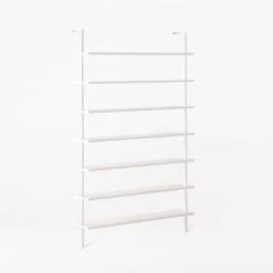 Stairway Wide White Metal Wall Mount Bookshelf 96'' 9 Stairway Wide White Metal Wall Mount Bookshelf 96'' -Furniture Sales Store Stairway96inWdShelvesWht3QSSF21
