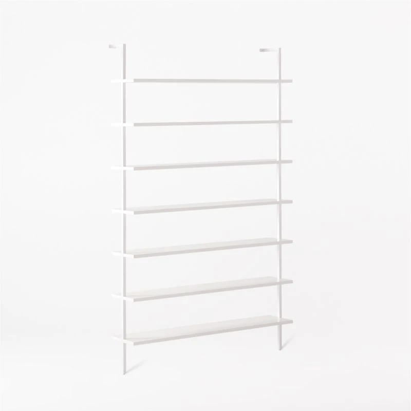 Stairway Wide White Metal Wall Mount Bookshelf 96'' 4 Stairway Wide White Metal Wall Mount Bookshelf 96'' - Image 4