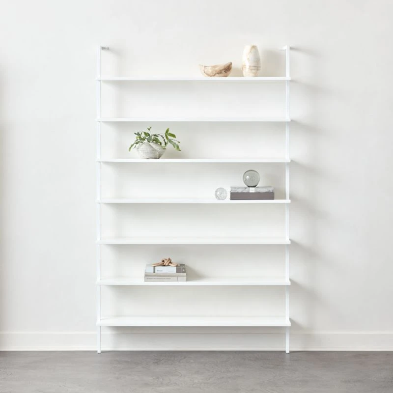 Stairway Wide White Metal Wall Mount Bookshelf 96'' 2 Stairway Wide White Metal Wall Mount Bookshelf 96'' - Image 2