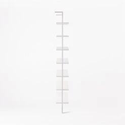 Stairway Wide White Metal Wall Mount Bookshelf 96'' 10 Stairway Wide White Metal Wall Mount Bookshelf 96'' -Furniture Sales Store Stairway96inWdShelvesWhtSDSSF21
