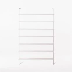 Stairway Wide White Metal Wall Mount Bookshelf 96'' 8 Stairway Wide White Metal Wall Mount Bookshelf 96'' -Furniture Sales Store Stairway96inWdShelvesWhtSOSSF21
