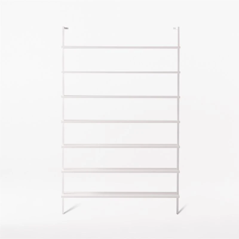 Stairway Wide White Metal Wall Mount Bookshelf 96'' 3 Stairway Wide White Metal Wall Mount Bookshelf 96'' - Image 3