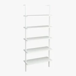 Stairway White Metal Wall Mount Bookshelf 72.5'' 8 Stairway White Metal Wall Mount Bookshelf 72.5'' -Furniture Sales Store StairwayBookcaseWhiteShortAV1F15