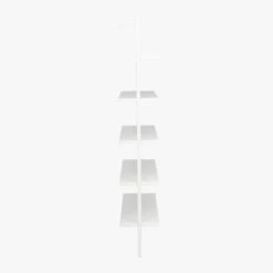 Stairway White Metal Wall Mount Bookshelf 72.5'' 9 Stairway White Metal Wall Mount Bookshelf 72.5'' -Furniture Sales Store StairwayBookcaseWhiteShortAV2F15