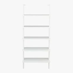 Stairway White Metal Wall Mount Bookshelf 72.5'' 7 Stairway White Metal Wall Mount Bookshelf 72.5'' -Furniture Sales Store StairwayBookcaseWhiteShortF15