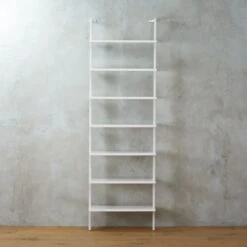 Stairway White Wall-Mounted Bookcase - 96" Height
