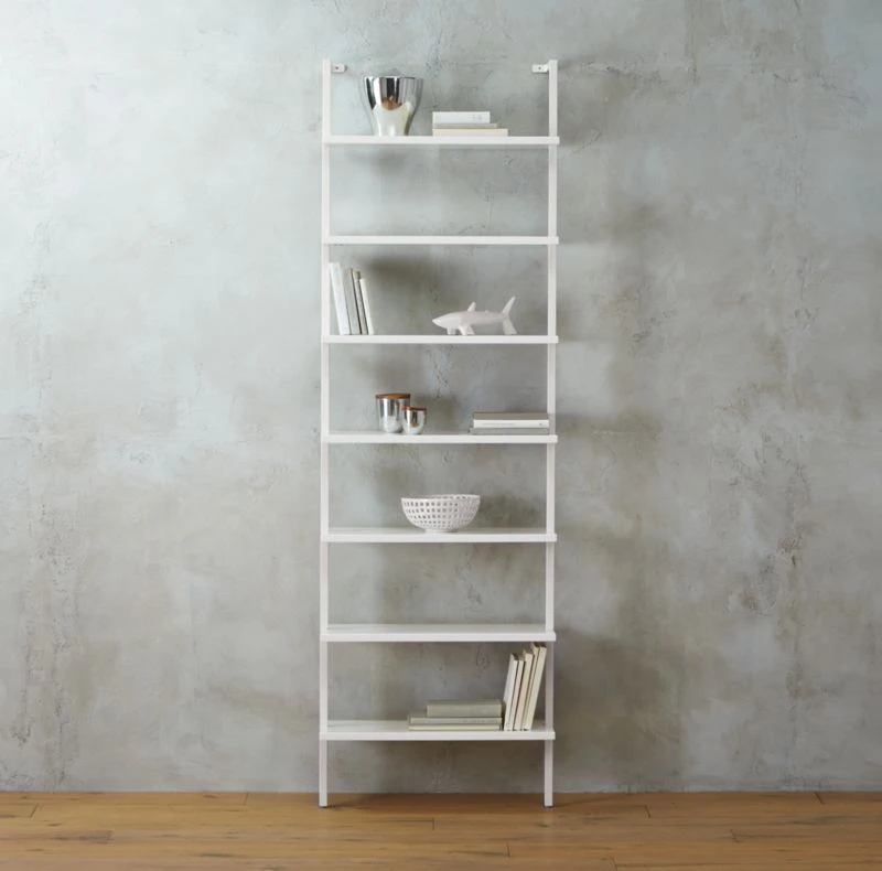 Stairway White Wall-Mounted Bookcase - 96" Height 2 Stairway White Wall-Mounted Bookcase - 96" Height - Image 2