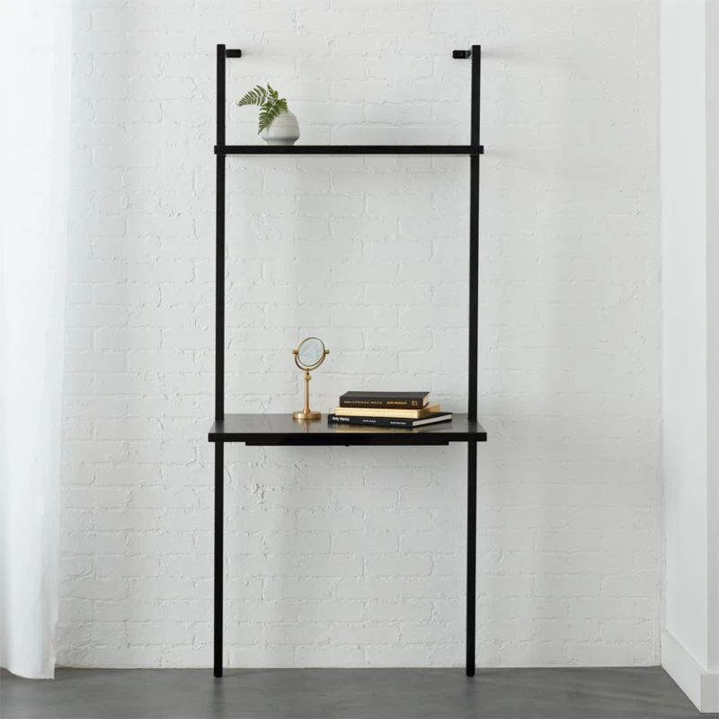 Stairway Black Wall Mount Desk With Shelf 72.5'' 2 Stairway Black Wall Mount Desk With Shelf 72.5'' - Image 2