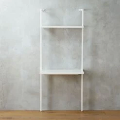 Stairway White Wall Mount Desk With Shelf 72.5''
