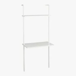 Stairway White Wall Mount Desk With Shelf 72.5'' -Furniture Sales Store StairwayDeskWhiteShrt3QF15