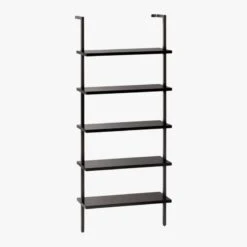 Stairway Black Wall-Mounted Bookcase - 72.5" Height -Furniture Sales Store StairwayShortBookshelfBlk3QFS18