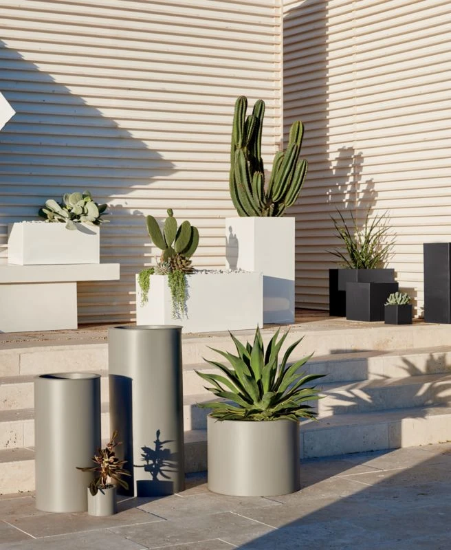 Blox Rectangular White Galvanized Steel Indoor/Outdoor Planter Small 6 Blox Rectangular White Galvanized Steel Indoor/Outdoor Planter Small - Image 6