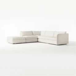 Stitch 4-Piece L-Shaped White Performance Fabric Sectional Sofa With Left Chaise -Furniture Sales Store StitchNtrlSectRASfCrArlsOt3QF20