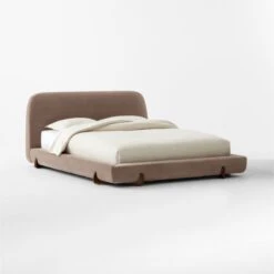 Stivale Light Brown Velvet Queen Bed 9 Stivale Light Brown Velvet Queen Bed -Furniture Sales Store StivaleMushroomQBed3QSSS23