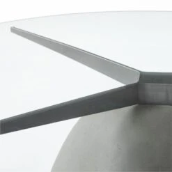 Stone Round Grey Concrete Dining Table With Glass Top -Furniture Sales Store StoneGreyTableRound47inAVSSS21