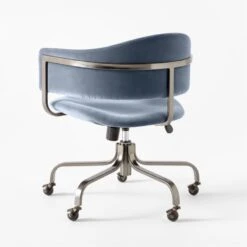Stretta Blue Velvet Office Chair -Furniture Sales Store StrettaBlueMtlOffcChair3QBSSS22